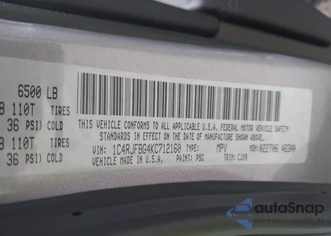 2019 Jeep Grand Cherokee Limited из США, поврежденный, VIN 1C4RJFBG4KC712160